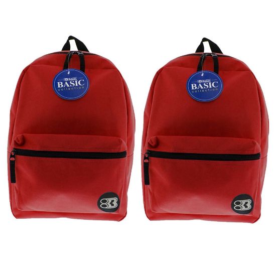 Picture of BAZIC Products 16in Basic Backpacks, Red, Pack Of 2 Backpacks