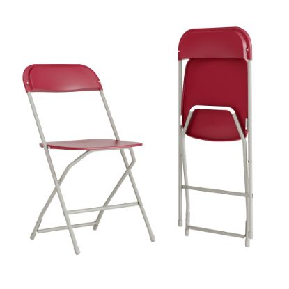 Picture of Flash Furniture Hercules Plastic Folding Chairs With 650-lb Capacity, Red/Gray, Set Of 2 Chairs