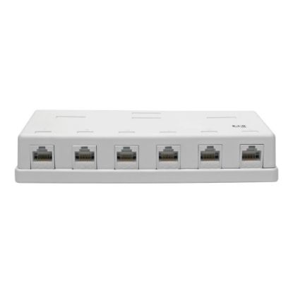 Picture of Eaton Tripp Lite Series Pre-Configured Unshielded Cat6 6-Port Surface-Mount Box, 110 IDC, RJ45, White - Surface mount box - RJ-45 X 6 - white