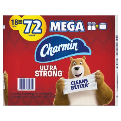 Picture of Charmin Ultra Strong 2-Ply Mega Toilet Paper Rolls, 4-1/2in x 4in, White, 242 Sheets Per Roll, Pack Of 18 Rolls