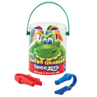 Picture of Learning Resources Gator Grabber Tweezers, 4in, Assorted Colors, Pre-K - Grade 1, Pack Of 12