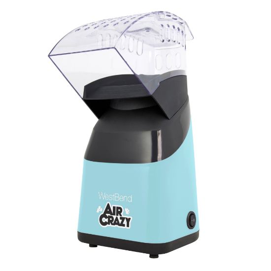 Picture of West Bend AirCrazy 4-Quart Popcorn Maker, 12-7/16inH x 5-9/16inW x 9-11/16inD, Sky Blue