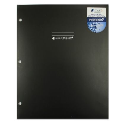 Picture of U Style 2-Pocket Paper Folder With Microban Antimicrobial Protection, 9-9/16in x 11-11/16in, Black