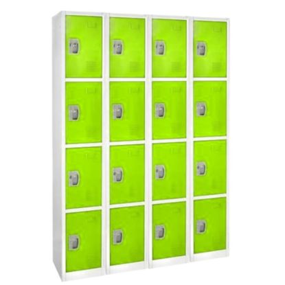 Picture of Alpine AdirOffice 4-Tier Steel Lockers, 72inH x 12inW x 12inD, Green, Pack Of 4 Lockers