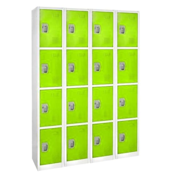 Picture of Alpine AdirOffice 4-Tier Steel Lockers, 72inH x 12inW x 12inD, Green, Pack Of 4 Lockers