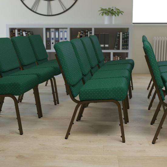 Picture of Flash Furniture HERCULES Series 21inW Stackable Church Chair, Hunter Green/Goldvein