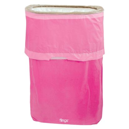 Picture of Amscan Pop-Up Plastic Trash Fling Bins, 13 Gallons, Bright Pink, Pack Of 3 Bins