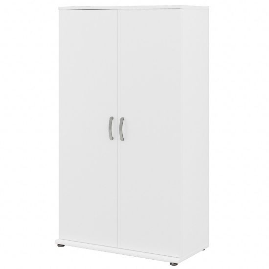 Picture of Bush Business Furniture Universal Tall Storage Cabinet With Doors And Shelves, White, Standard Delivery