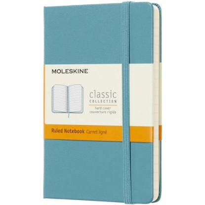 Picture of Moleskine Classic Hard Cover Notebook, 3-1/2in x 5-1/2in, Ruled, 192 Pages, Reef Blue