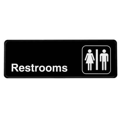 Picture of Alpine Unisex Restrooms Signs, 3in x 9in, Black/White, Pack Of 15 signs