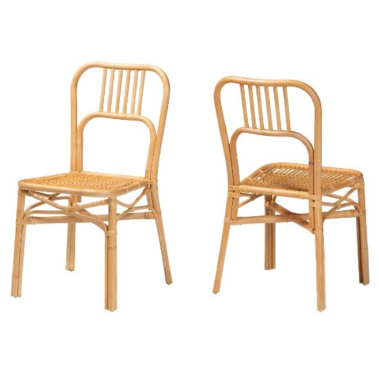 Picture of bali & pari Ivora Modern Bohemian Dining Chairs, Natural Brown, Set Of 2 Chairs