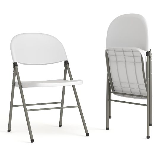 Picture of Flash Furniture HERCULES Plastic Folding Chairs, White/Gray, Set Of 2 Chairs