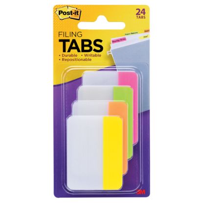 Picture of Post-it Notes Durable Filing Tabs, 2in x 1-1/2in, Assorted Colors, 6 Flags Per Pad, Pack Of 4 Pads