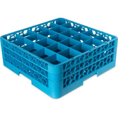 Picture of OptiClean 25-Compartment Glass Rack With 2 Extenders, 19 7/8inH x 19 7/8inW x 7inD, Blue