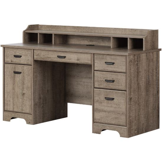 Picture of South Shore Versa 60inW Computer Office Desk, Weathered Oak