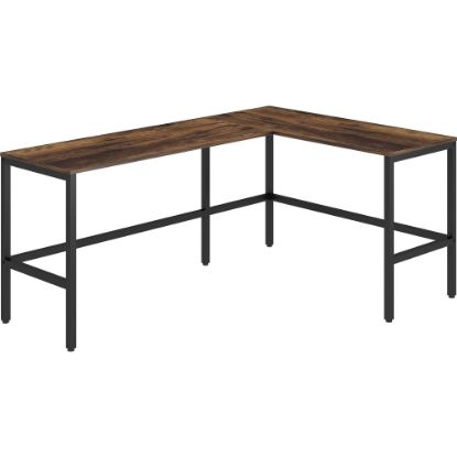 Picture of NuSparc L-Shape Metal Frame Desk - For - Table TopL-shaped Top - Contemporary Style - 200 lb Capacity x 67in Table Top Width x 47.25in Table Top Depth x 1in Table Top Thickness - 29.50in Height - Assembly Required - Rustic Oak