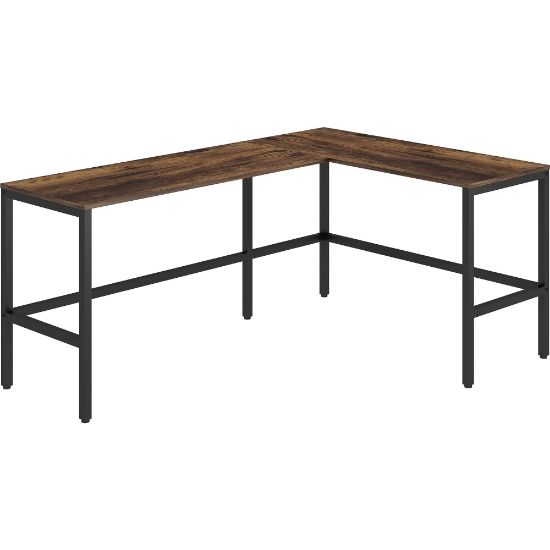 Picture of NuSparc L-Shape Metal Frame Desk - For - Table TopL-shaped Top - Contemporary Style - 200 lb Capacity x 67in Table Top Width x 47.25in Table Top Depth x 1in Table Top Thickness - 29.50in Height - Assembly Required - Rustic Oak