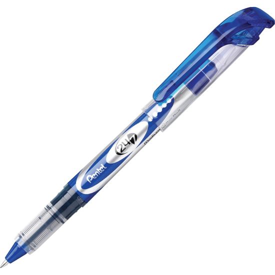 Picture of Pentel 24/7 Rollerball Pens, Medium Point, 0.7 mm, Blue Barrel, Blue Ink, Pack Of 12 Pens