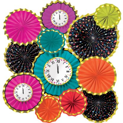 Picture of Amscan New Years Colorful Confetti Fan Decorating Kit, Assorted Colors, Kit Of 12 Pieces