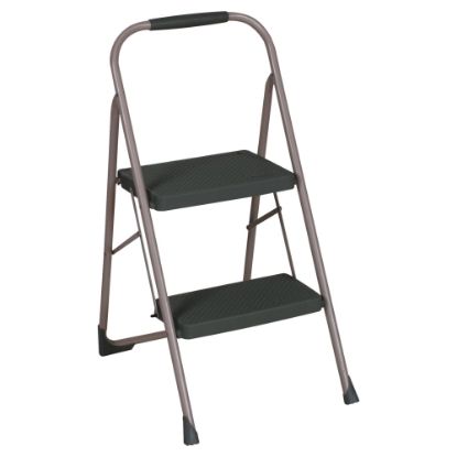 Picture of Cosco Two-Step Big Step Folding Step Stool, 22 4/5 Spread, Black/Platinum