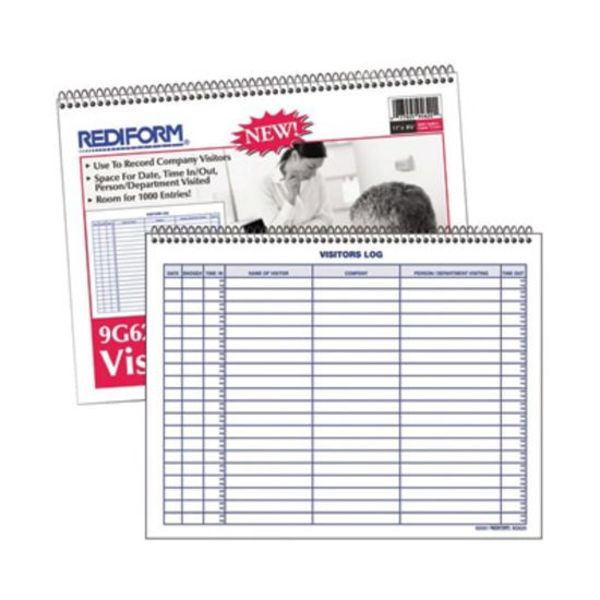 Picture of Rediform Visitors Log Book, Letter Size (8 1/2in x 11in), 50 Sheets, 50% Recycled, Blue