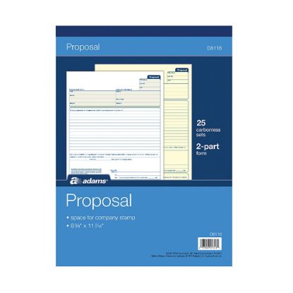 Picture of Adams Proposal Book, 8 3/8in x 11in, 1 Part With Carbons, White, 50 Sheets