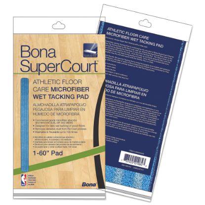 Picture of Bona SuperCourt Athletic Floor Care Microfiber Wet Tacking Pad, 60in, Light/Dark Blue