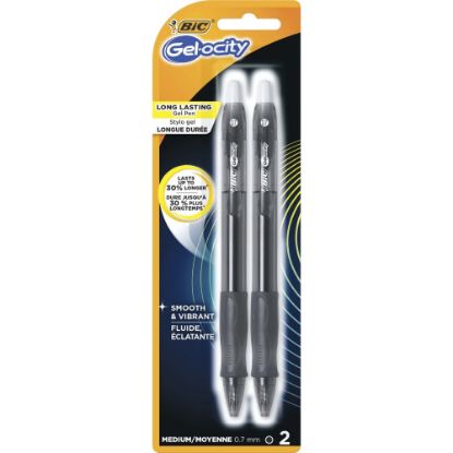 Picture of BIC Retractable Gel Pens, Pack Of 2, Medium Point, 0.7 mm, Translucent Barrel, Black Ink