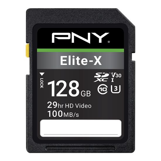 Picture of PNY Elite-X Class 10 U3 V30 SDXC Memory Card, 128GB, P-SD128U3100EX-GE