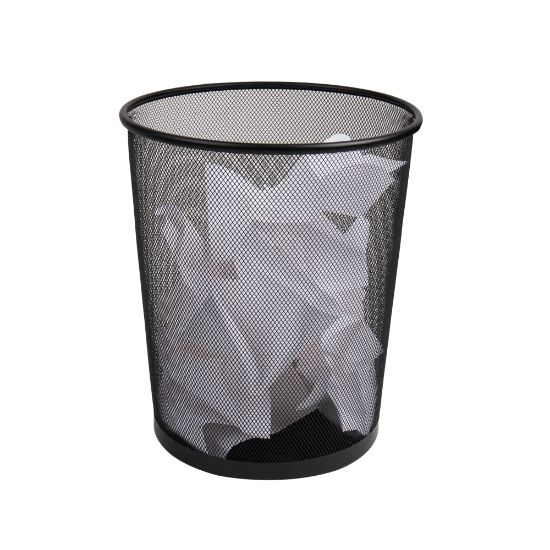 Picture of Mind Reader Metal Mesh Trash Can 4.4 Gallon Waste Paper Basket, 13-3/4inH x 11-1/2inW x 11-1/2inD, Black