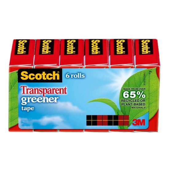 Picture of Scotch Greener Transparent Tape, 3/4 in x 900 in, 6 Tape Rolls, Clear, Home Office and School Supplies