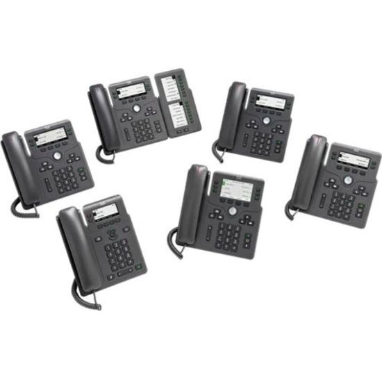 Picture of Cisco 6871 IP Phone - Corded - Corded/Cordless - Wi-Fi - Wall Mountable - Charcoal - 6 x Total Line - VoIP - IEEE 802.11a/b/g/n - Caller ID - Speakerphone - 2 x Network (RJ-45) - USB - PoE Ports - Color