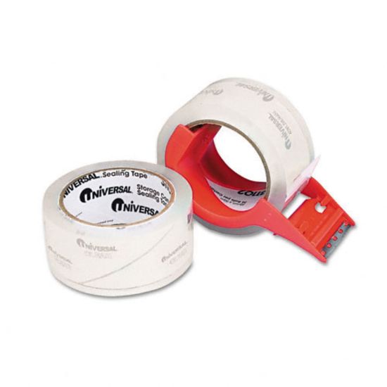 Picture of Universal Mailing and Storage Tape - 2in Width x 55yd Length - 3in Core - Acrylic - Non-yellowing - Dispenser Included - 2 / Box - Clear