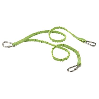 Picture of Ergodyne Squids 3311 Twin-Leg Stainless Steel Triple-Carabiner Tool Lanyards, 42in, Lime, Pack Of 3 Lanyards