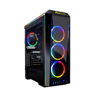 Picture of CLX SET TGMSETRXH0B83BM Liquid-Cooled Gaming Desktop PC, AMD Ryzen 9, 64GB Memory, 6TB Hard Drive/1TB Solid State Drive, Windows 10 Home