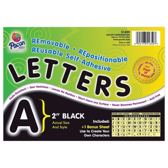 Picture of Pacon Self-Adhesive Letters, 2in, Black, Pack Of 159