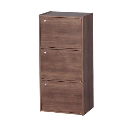 Picture of IRIS 35inH 3-Door Storage-Shelf, Brown