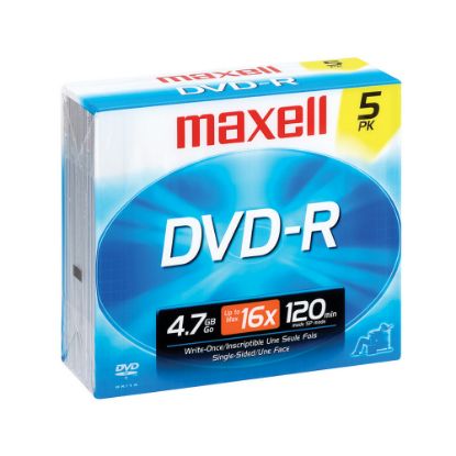 Picture of Maxell DVD-R Recordable Discs, 4.7GB/120 Minutes, Pack Of 5