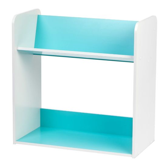 Picture of IRIS 24inH 2-Tier Tilted-Shelf Book Rack, Blue/White