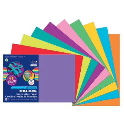 Picture of Tru-Ray Construction Paper, 50% Recycled, Assorted Colors, 12in x 18in, Pack Of 50 Sheets