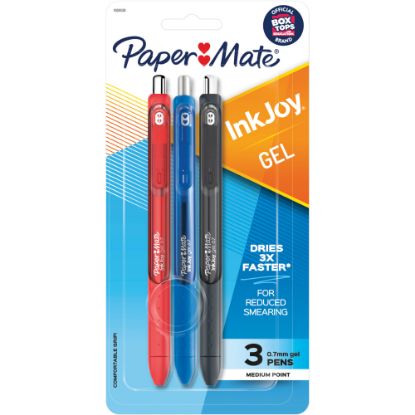 Picture of Paper Mate InkJoy Retractable Gel Pens, Medium Point, 0.7 mm, Assorted Barrels, Assorted Ink Colors, Pack Of 3