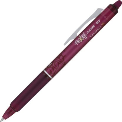 Picture of Pilot FriXion Ball Clicker Erasable Retractable Gel Pens, Pack of 12, Medium Point, 0.7 mm, Burgundy Barrel, Burgundy Ink