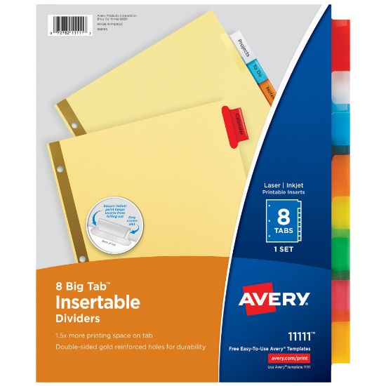 Picture of Avery Big Tab Insertable Dividers, Gold Reinforced, Buff/Multicolor, 8-Tab