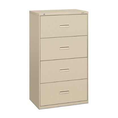 Picture of basyx by HON 400 30inW x 19-1/4inD Lateral 4-Drawer File Cabinet, Putty