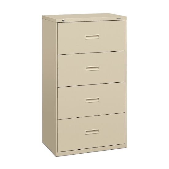 Picture of basyx by HON 400 30inW x 19-1/4inD Lateral 4-Drawer File Cabinet, Putty