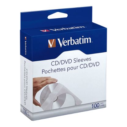 Picture of Verbatim CD/DVD Paper Storage Sleeves, White, Box Of 100 Sleeves