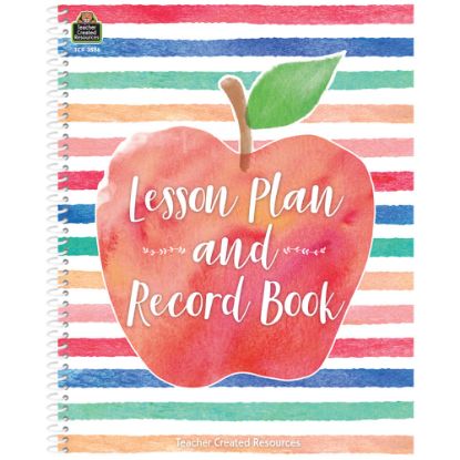 Picture of Teacher Created Resources 40-Week Watercolor Lesson Plan/Record Book, 8-1/2in x 11in, Multicolor