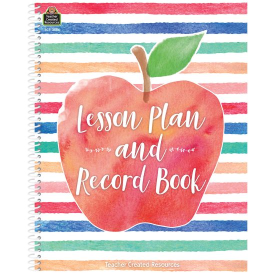 Picture of Teacher Created Resources 40-Week Watercolor Lesson Plan/Record Book, 8-1/2in x 11in, Multicolor