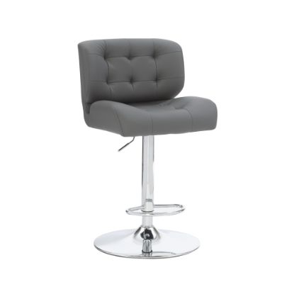 Picture of Powell Quimby Adjustable Faux Leather Bar Stool With Back, Gray/Chrome