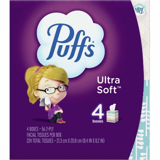 Picture of Puffs Ultra Soft Facial Tissue - 2 Ply - White - 56 Per Box - 24 / Carton